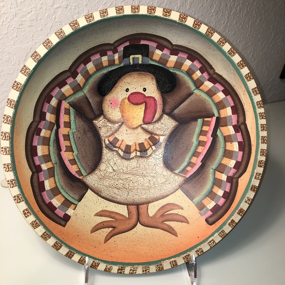 12" Painted Turkey Bowl With Stand - Picture 8 of 8